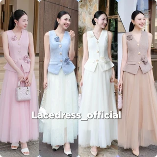 The gallery ●พร้อมส่ง /ชุดเซ็ตเสื้อ+กระโปรงยาวมุ้ง(กระดุมหลอก)ซิปหลัง