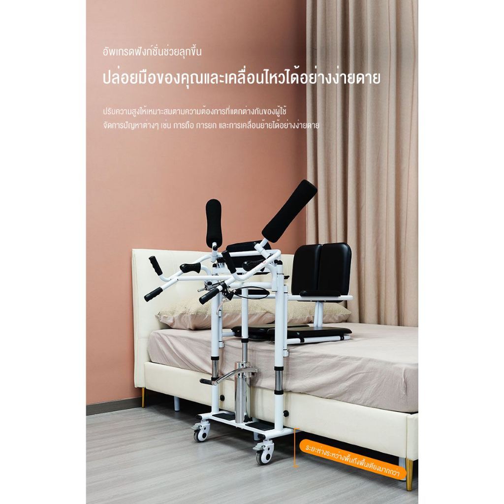 รถเข็นเคลื่อนย้ายผู้ป่วย เก้าอี้เคลื่อนย้ายผู้ป่วย รถเข็นอาบน้ำ ผู้ป่วยอัมพาตสูงอายุรถเข็นเดิน - รูปที่ 4