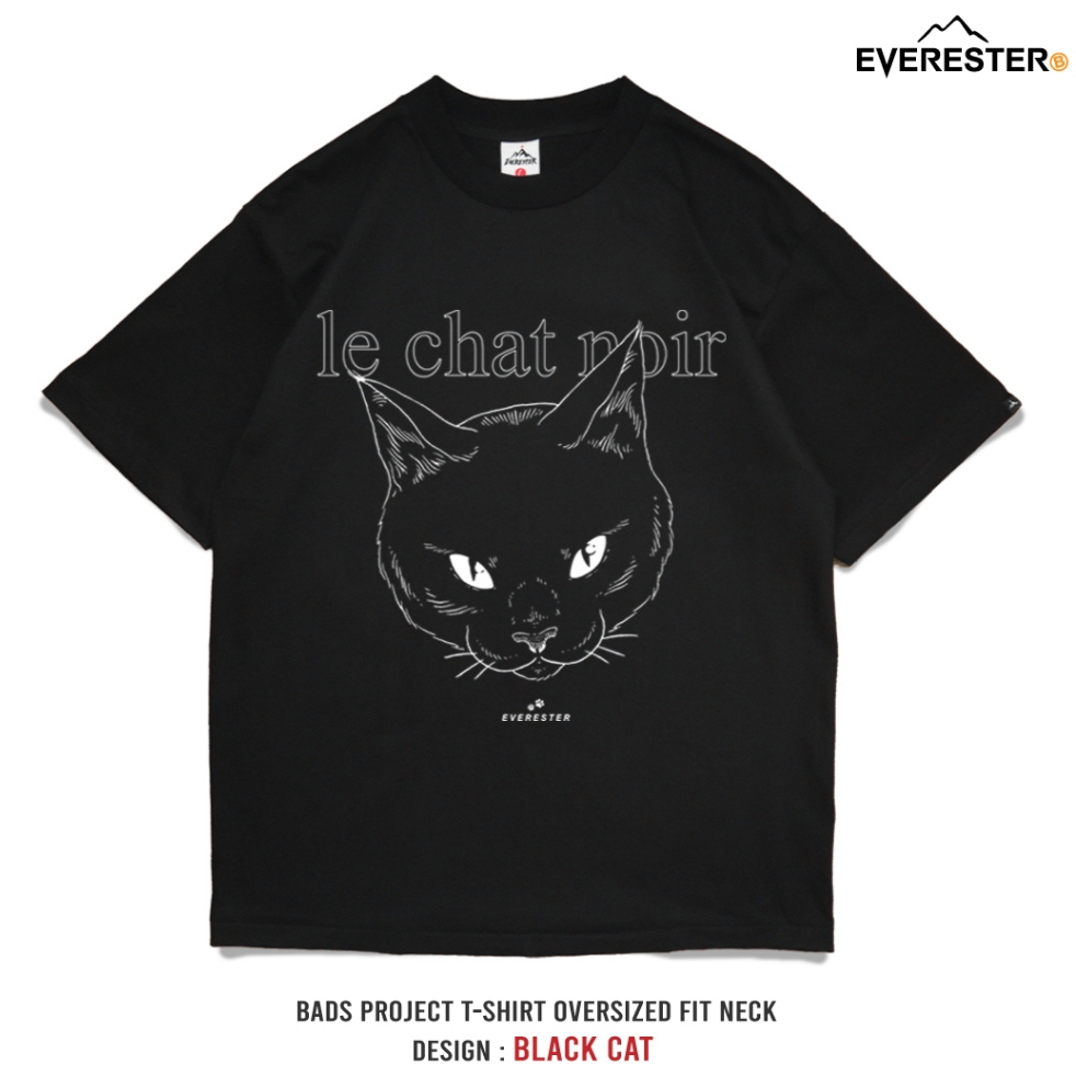 EVERESTER เสื้อยืด เสื้อคอฟิต Heavy Cotton 100% | Unisex | Lucky Cat Oversize นุ่มพิเศษ EXP