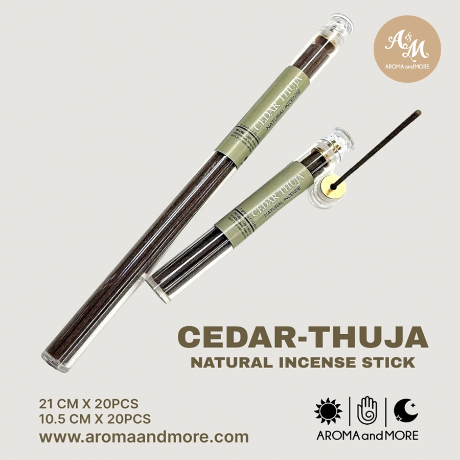Aroma&More Incense Sticks-Cedar(Thuja) ธูปหอมซีดาร์แบบก้าน หอมนุ่มเย็น อบอุ่น พลังงานบวก พร้อมฐานรองธูปโลหะ ใช้งานสะดวก