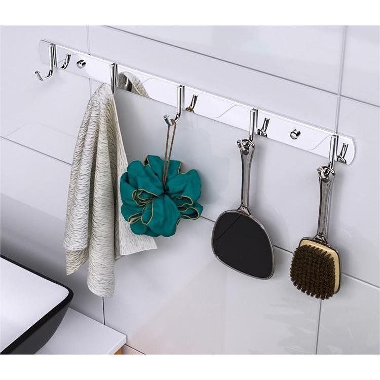 ราวตะขอ ราวแขวน อเนกประสงค์ สแตนเลส 304 แบบ 8 ตะขอ ความยาว 43 ซม. Stainless Steel 304 Multipurpose Hook, 8 hooks, 43 cm - รูปที่ 4