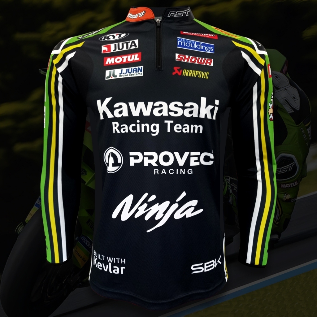 เสื้อ MotoGP เสื้อแขนยาวคอซิปโมโตจีพีทีม คาวาซากิ เรสซิ่ง #WB0027 รุ่น อเล็ก โลว์#22 ไซส์ S-5XL