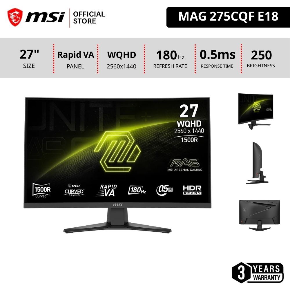 MSI MAG 275CQF E18 จอคอมพิวเตอร์ 2560 x 1440 (WQHD) Monitor
