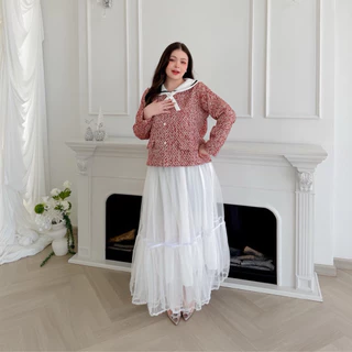 Lady M | Layered skirt plus-size กระโปรงฟรุ้งฟริ้งระบายชั้นๆ สาวอวบ พลัสไซส์ถูกใจ ให้ลุคลูกคุณหนู ใส่ออกงาน เที่ยวคาเฟ่