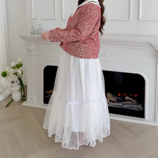 Lady M | Layered skirt plus-size กระโปรงฟรุ้งฟริ้งระบายชั้นๆ สาวอวบ พลัสไซส์ถูกใจ ให้ลุคลูกคุณหนู ใส่ออกงาน เที่ยวคาเฟ่