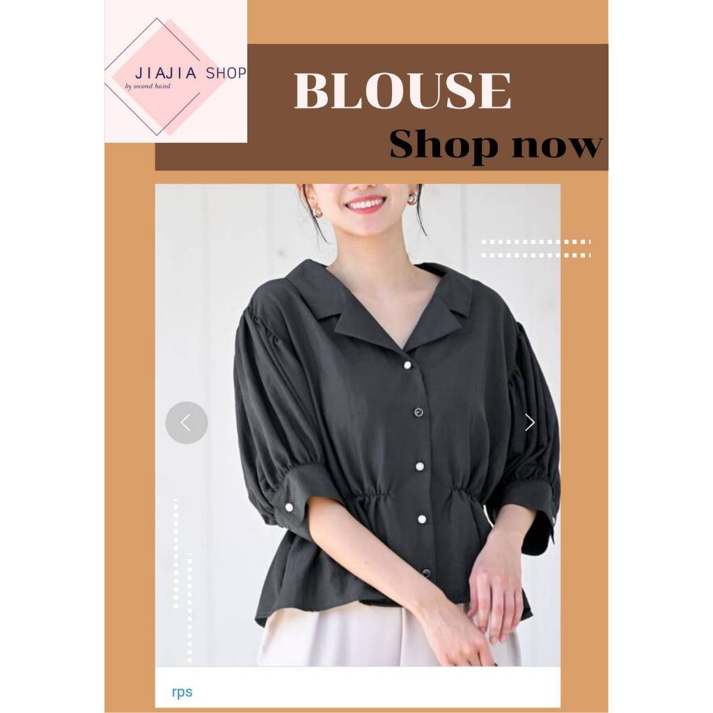 เสื้อเชิ้ตแขนยาวทรงพอง  คอปกเปิด 🌿  rps  🌿 (มือสองงานคัด สภาพใหม่)