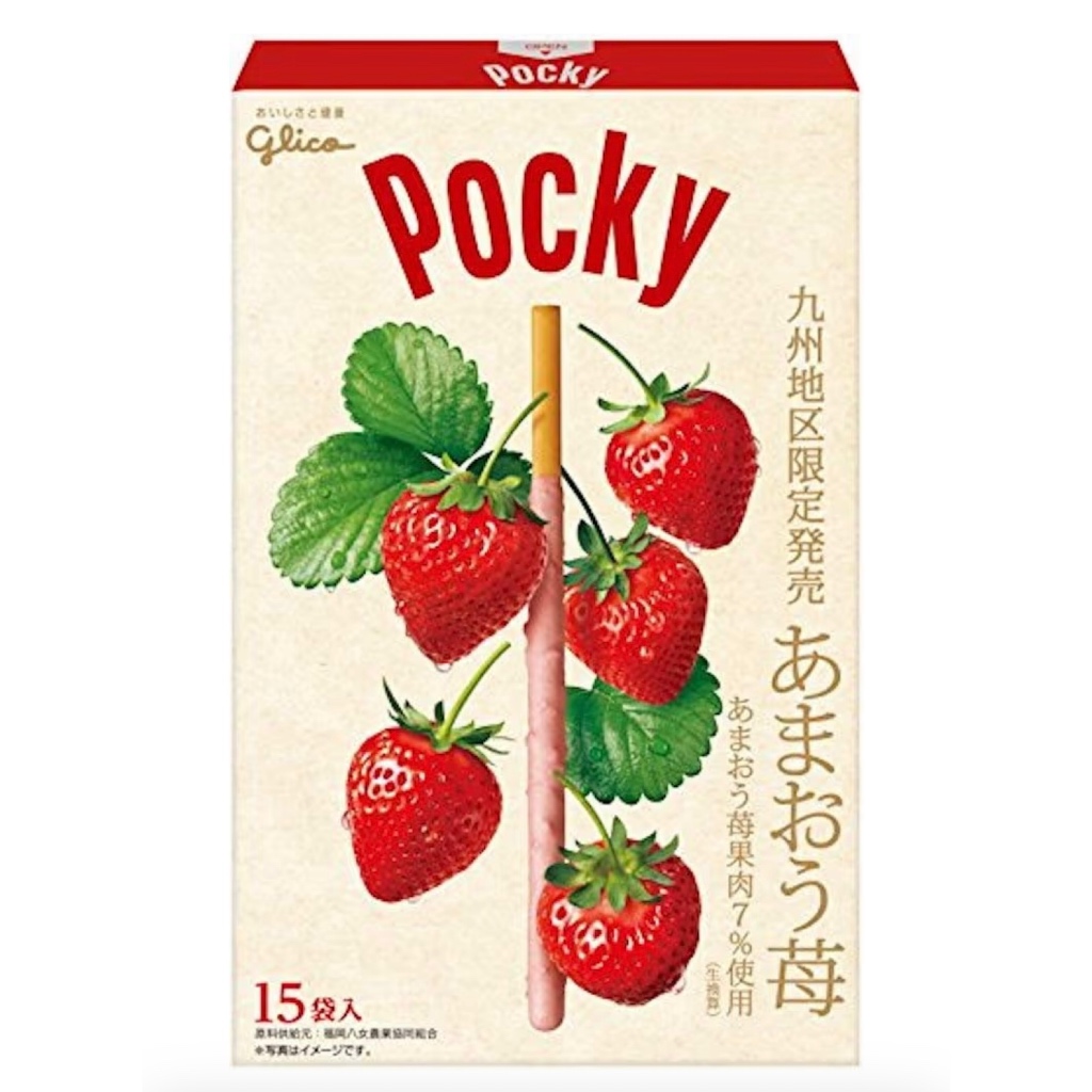 Ezaki Glico Giant Pocky Amaou Strawberry 15 packs [Directly from Japan]