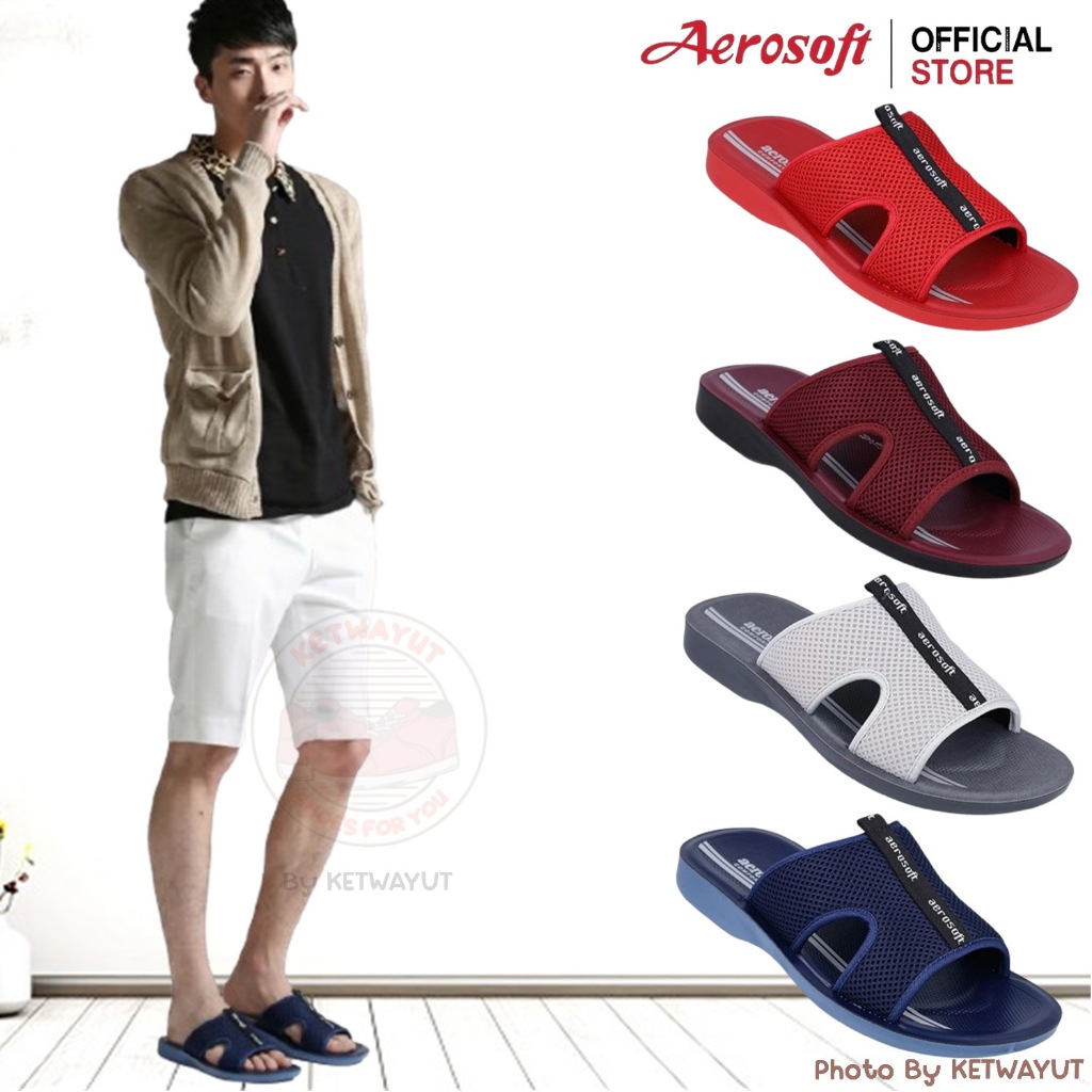 Aerosoft รองเท้าแตะผู้ชาย รองเท้าแตะแบบสวม เพื่อสุขภาพ แอโร่ซอฟ EASY62