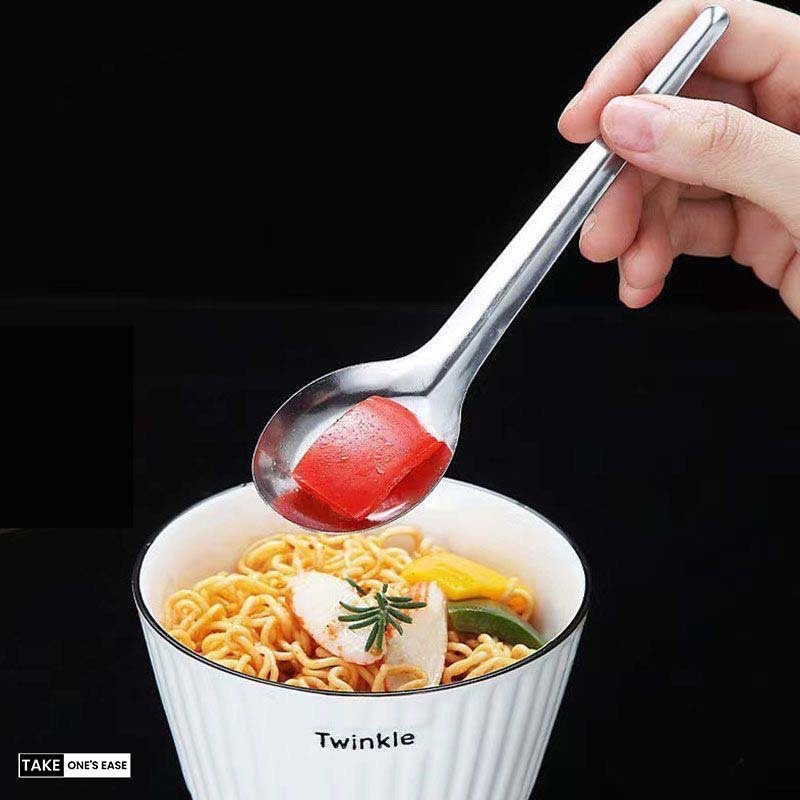 TAKE.ONE.S.EASE【ซื้อเยอะแถมเยอะ】ช้อนยาวสแตนเลส พร้อมแม่เหล็กยาว ช้อนในโรงอาหาร - รูปที่ 3