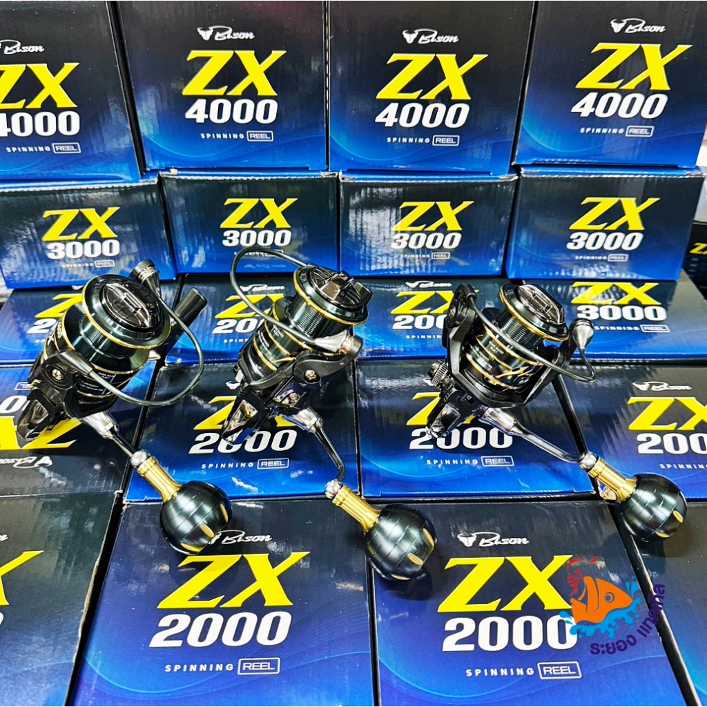รอกสปิน Bison ZX แขนเกลียว นอปอลูมินียม CNC 4+1bb มีเบอร์ 2000,3000 และ 4000