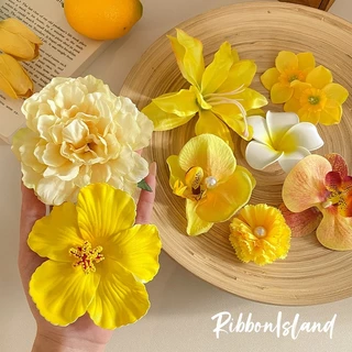 กิ๊บหนีบผม กิ๊บติดผมดอกไม้ สีเหลือง💛ลายชบา ลิลลี่ กล้วยไม้ สไตล์สาวหวาน น่ารักสดใส ใส่เที่ยวทะเล เทศกาลสาดน้ำ