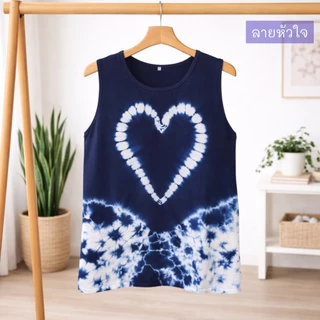 เสื้อมัดย้อมแขนกุด ผ้าแมมเบิร์ตเนื้อดี เสื้อช้างแขนกุดผ้าสปันลายช้าง เนื้อบางเบาใส่สบายไม่ร้อน