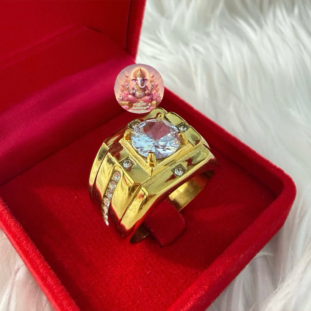 แหวนเพชร สีทอง สแตนเลส18K ฝังเพชรอย่างดี (เพชรCZ) สวยใส (ไม่ลอก ไม่ดำ )ถ่ายจากสินค้าจริง