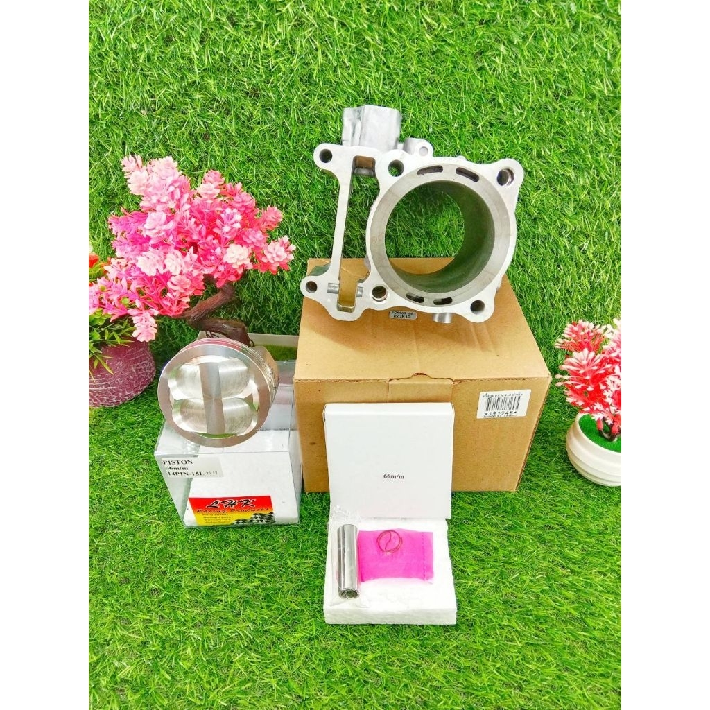 ชุดเสื้อสูบ PCX160 LEAD giorno ใส่รูป LHK 60 61 62 66 (P) (บ่าเต็มปลอกยาว) พร้อมเจาะรูน้ำท้ายปลอกยาว