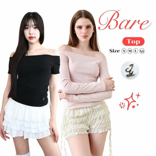 JARINYA (S-XL) เสื้อยืดปาดไหล่ 2 ข้าง แต่งเหล็ก( JY1035)