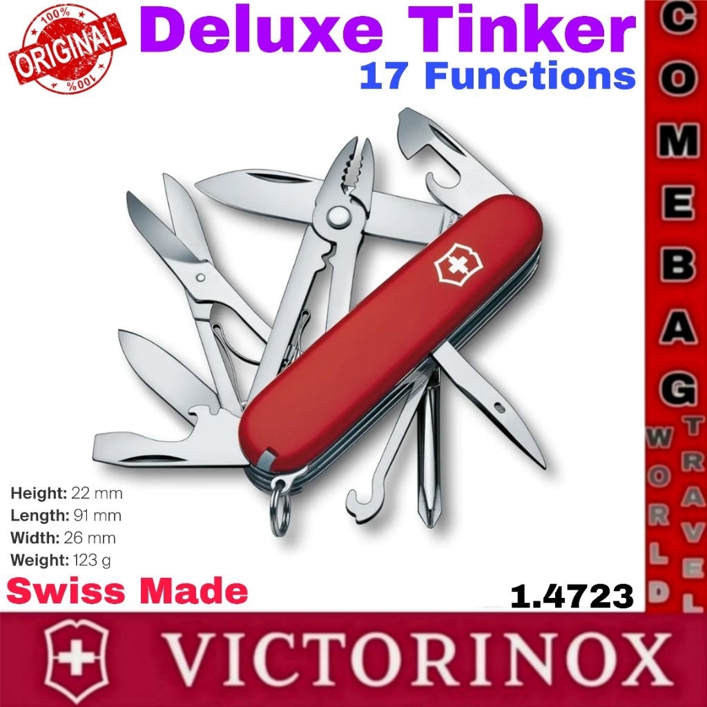 มีดพับVictorinox Deluxe Tinker 17ฟังก์ชั่นการใช้งาน ของแท้ ผลิตสวิสเซอร์แลนด์🇨🇭🇨🇭
