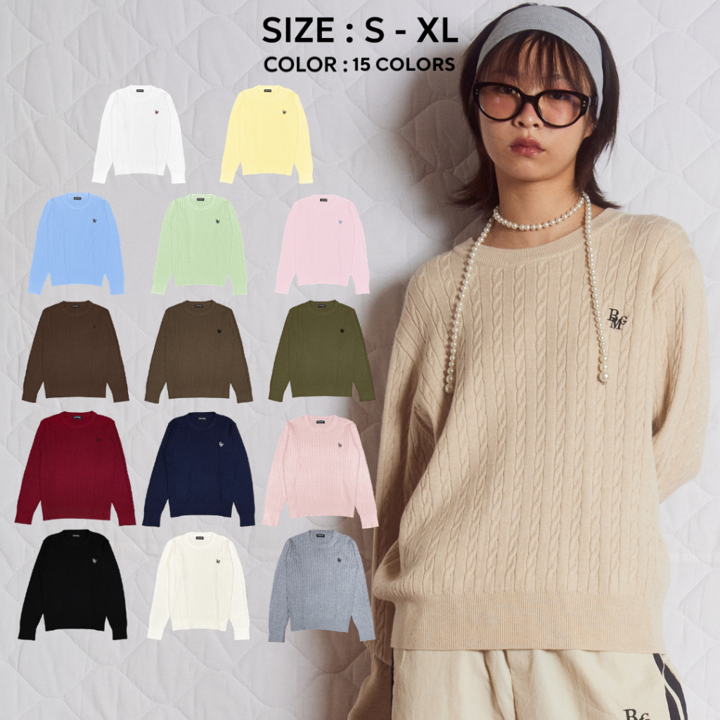 (พร้อมส่ง)Bemingtop642(S-XL) - BMG Knit Sweater ไหมพรมสเวตเตอร์ งานถัก ยืดนิ่ม