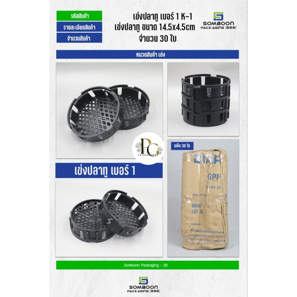เข่งปลาทู เบอร์1 KK1 เข่งปลาทูสีดำขนาด 14.5×4.5 cm จำนวน 30 ใบ