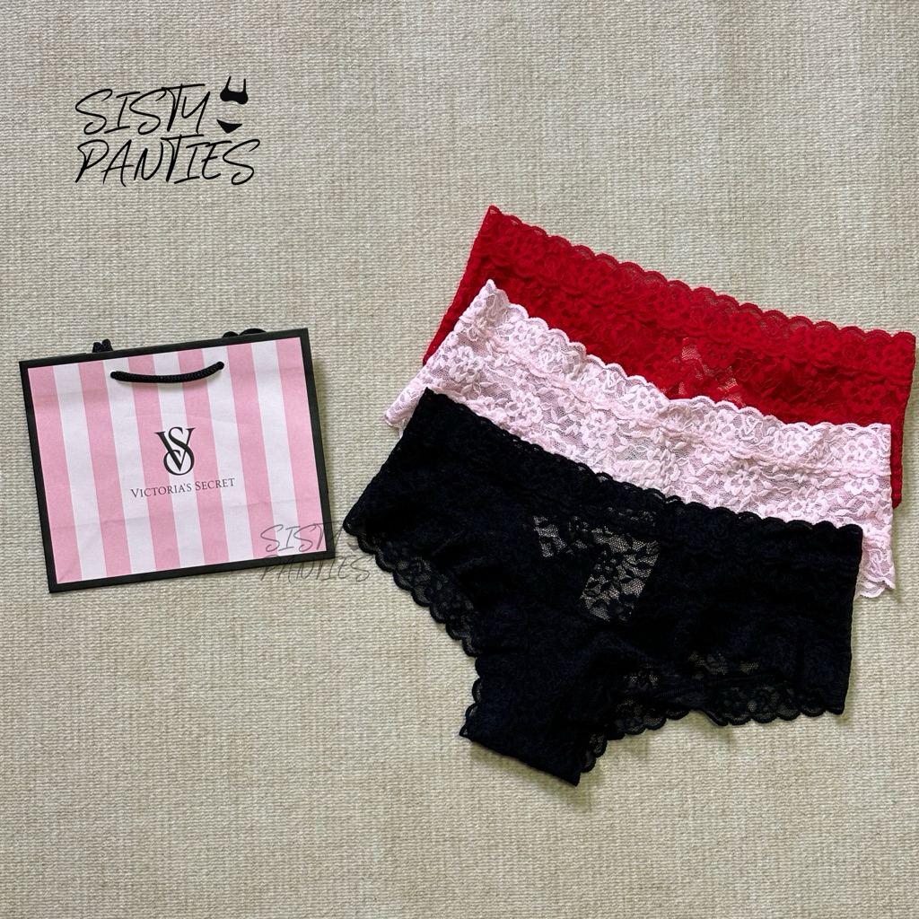 (สินค้าพร้อมส่ง) Victoria's Secret กางเกงชั้นใน The Lacie Lace Cheeky Panty ของแท้ 100%