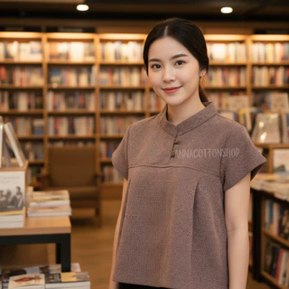 เสื้อคอจีนผ้าฝ้ายเกล็ดเต่า เนื้อนุ่มมือสีไม่ตกไม่หด ทรงเอกระดุมไม้ใส่งานได้จริง สวมใส่ง่ายๆสบายๆได้ทุกวัย
