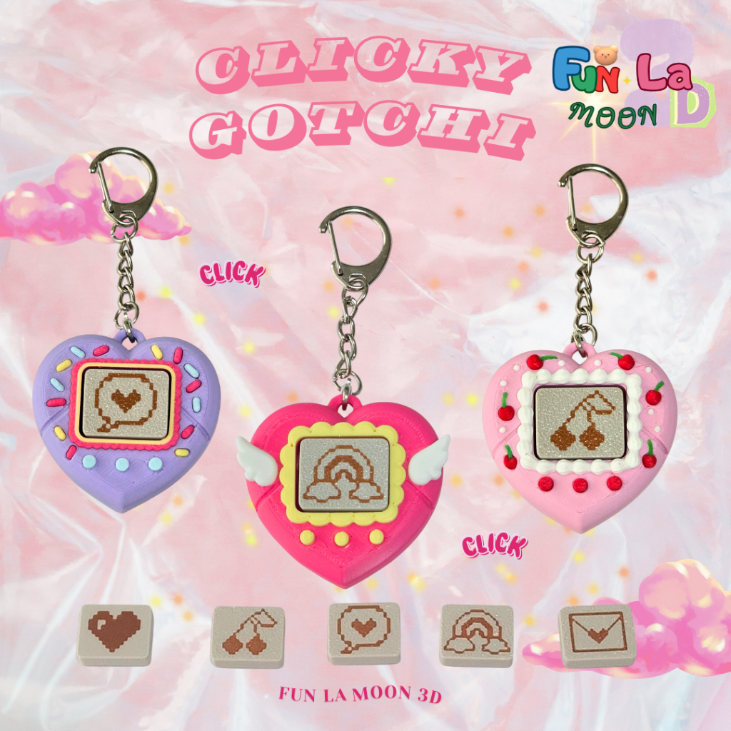พวงกุญแจ Clicky Gotchi หัวใจเลิฟเวอร์ เลือกจอ เลือกสวิตซ์ได้ (ราคาต่อ 1 ชิ้น)