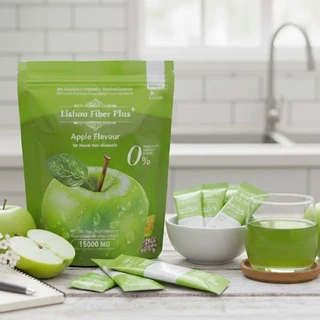 ของแท้ ส่งด่วน 🍏Lishou Fiber Plus น้ำชง ลิโซ่ไฟเบอร์พลัส ไฟเบอร์รสแอปเปิ้ล 1 กล่อง บรรจุ 10 ซอง ลิโซ่ไฟเบอร์