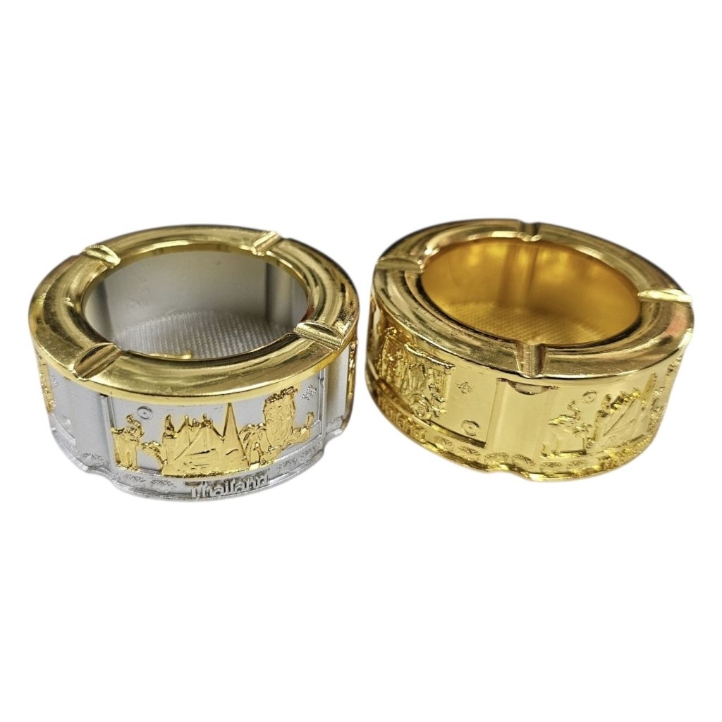 VMที่เขี่ยบุหรี่โลหะลาย Thailand สีทอง-เงิน (Ashtray Souvenir Thailand)