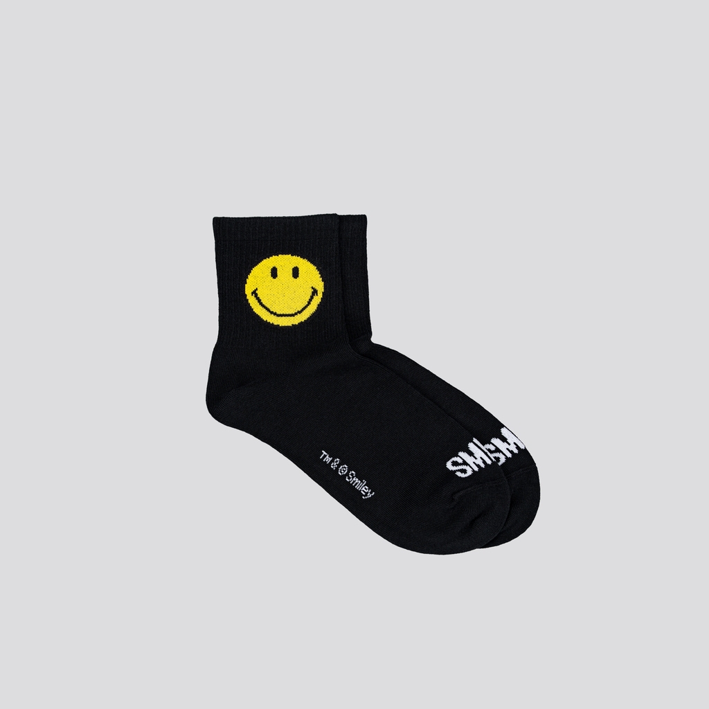 SMILEY® BLACK ESSENTIAL QUARTER SOCKS