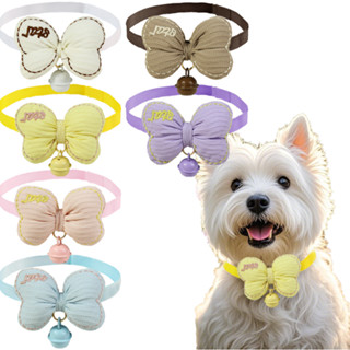 AL-1934 ปลอกคอ โบว์นุ่มนิ่มพร้อมกระดิ่งสี น่ารัก ปลอกคอสัตว์…