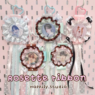 พร้อมส่ง !!! พวงกุญแจRosette ribbon🎀 DIY ริบบิ้น เข็มกลัด ใส่รูปได้ น่ารักมาก โทนพาสเทล แจ้งรายละเอียดในแชท