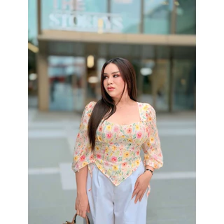 Maharani - Ivy Floral Top เสื้อสาวอวบ(เป็นเสื้อครอปสั้น) - อก 38-46“ - #T146
