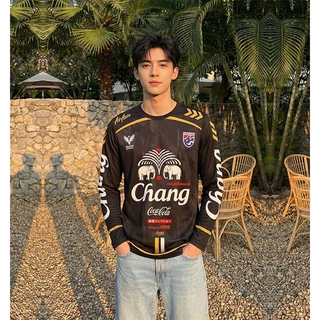 เสื้อแขนยาวลายช้างไทยแลนด์-สีดำ(Black Edition) ใส่สบายไม่ต้องรีด งานกราฟิกเท่ๆ