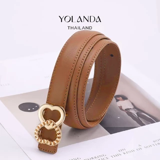 Yolanda เข็มขัดแฟชั่น สีโรสโกลด์ รูปหัวใจทับซ้อนกัน แมทช์ง่าย แต่งตัวง่าย เข็มขัดน่ารัก สไตล์มินิมอล เข็มขัดแบ๊วๆ FF1611