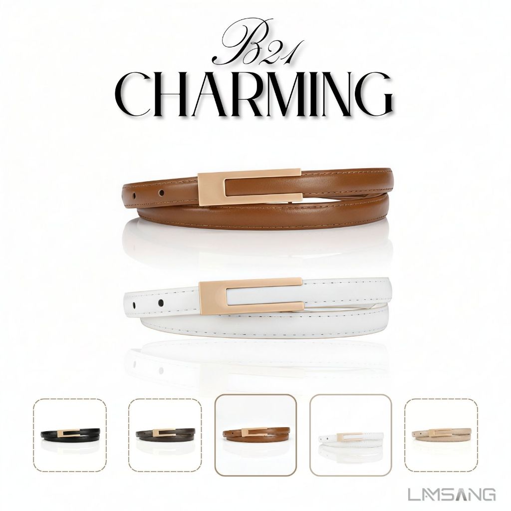 (🇹🇭 พร้อมส่ง) LAMSANG B21 Charming Belt เข็มขัดผู้หญิง หนัง PU ขนาด 1.4 x 105 cm