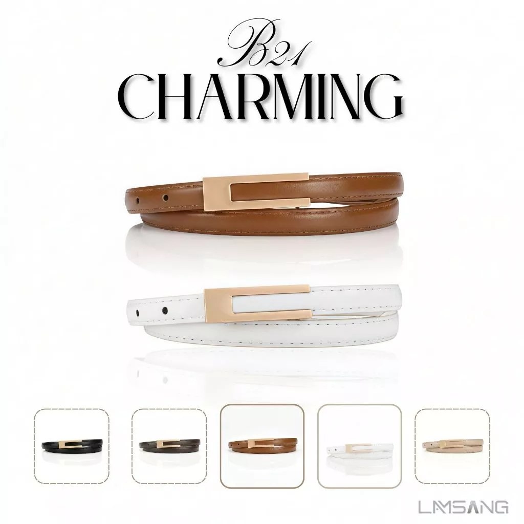 (🇹🇭 พร้อมส่ง) LAMSANG B21 Charming Belt เข็มขัดผู้หญิง หนัง PU ขนาด 1.4 x 105 cm