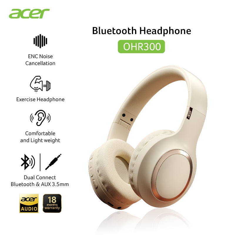 Acer OHR300 หูฟังบลูทูธ หูฟังไร้สาย Headphone คุณภาพเสียงระดับ Hi-Fi สเตอริโอ บลูทูธ 5.3 สวมใส่สบาย