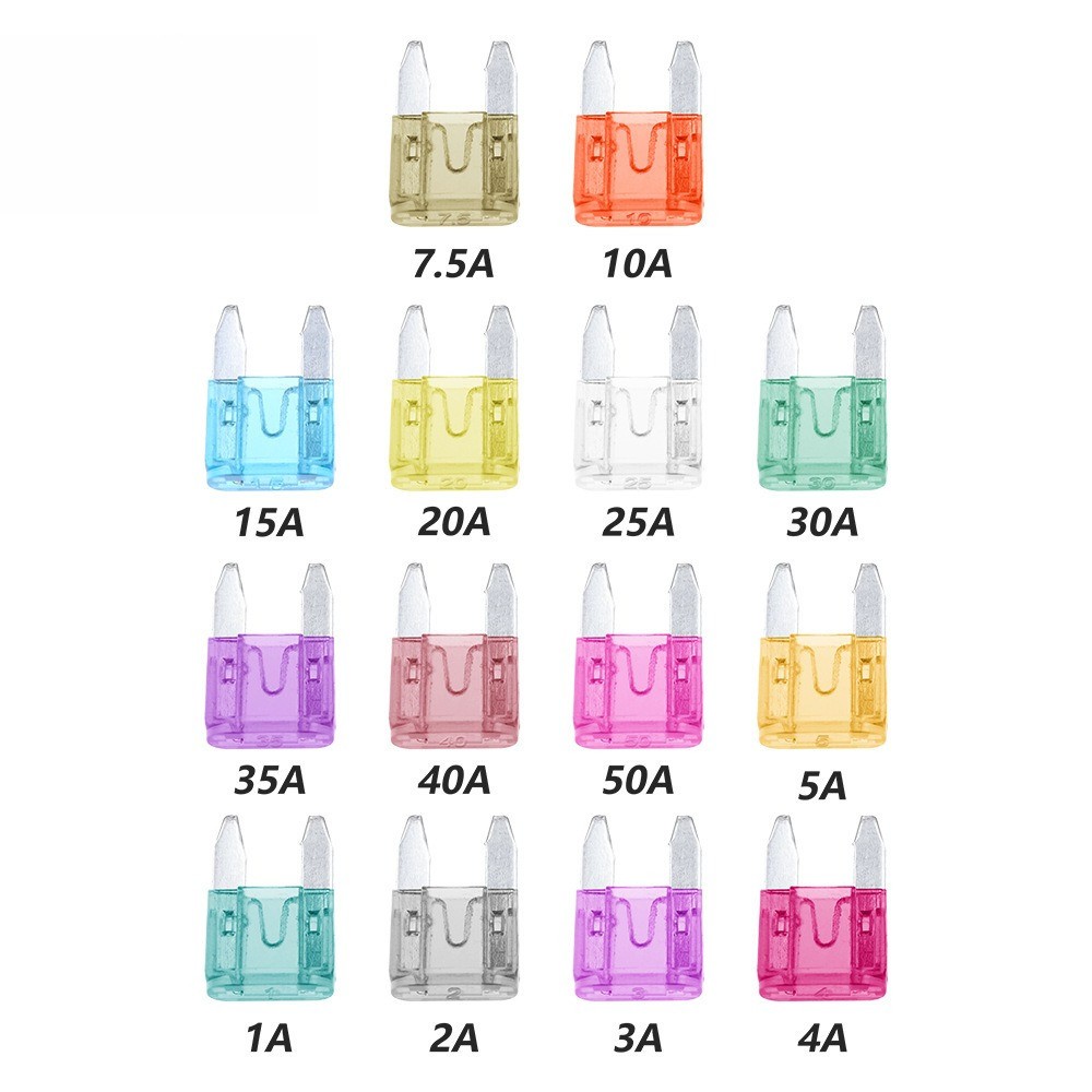 (10 ชิ้น) MINI car fuse ฟิวส์รถยนต์ขนาดเล็ก ฟิวส์ปลายแหลมสำหรับรถยนต์ 1A-40A **ใช้กับ กล่องฟิวส์ Standard ไม่ได้นะครับ**