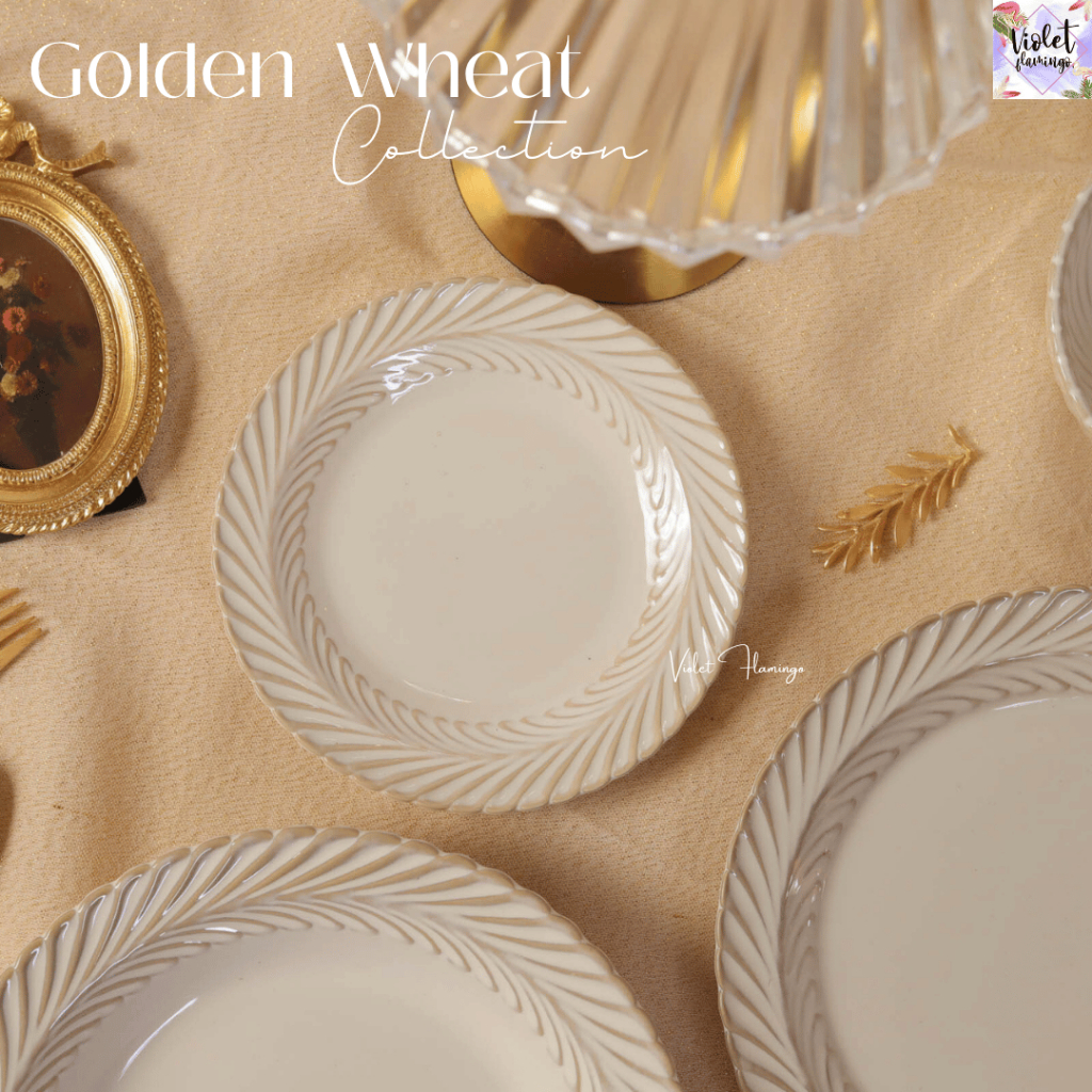 Violet Flamingo Golden Wheat Collection | ชุดจานเซรามิก ลายรวงข้าว สี Ivory White | จานอาหาร ชาม Ceramic Dinnerware Set รูปที่ 4