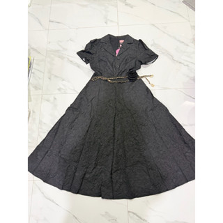 (ปกติ จับตึง.5 ลงได้ ยาว 46“) เดรสยาวผ้าทอ แถมเข็มขัด เดรสสี…