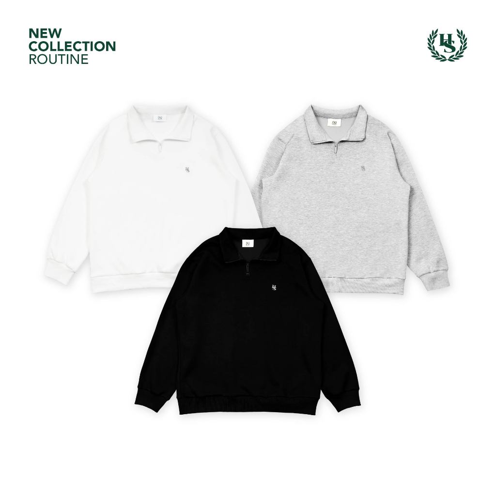 Highschool Basic Collection : Relax Comfy Neoprene Zip-top Sweatshirt สเวทเตอร์ ซิปท้อป - TPB10528
