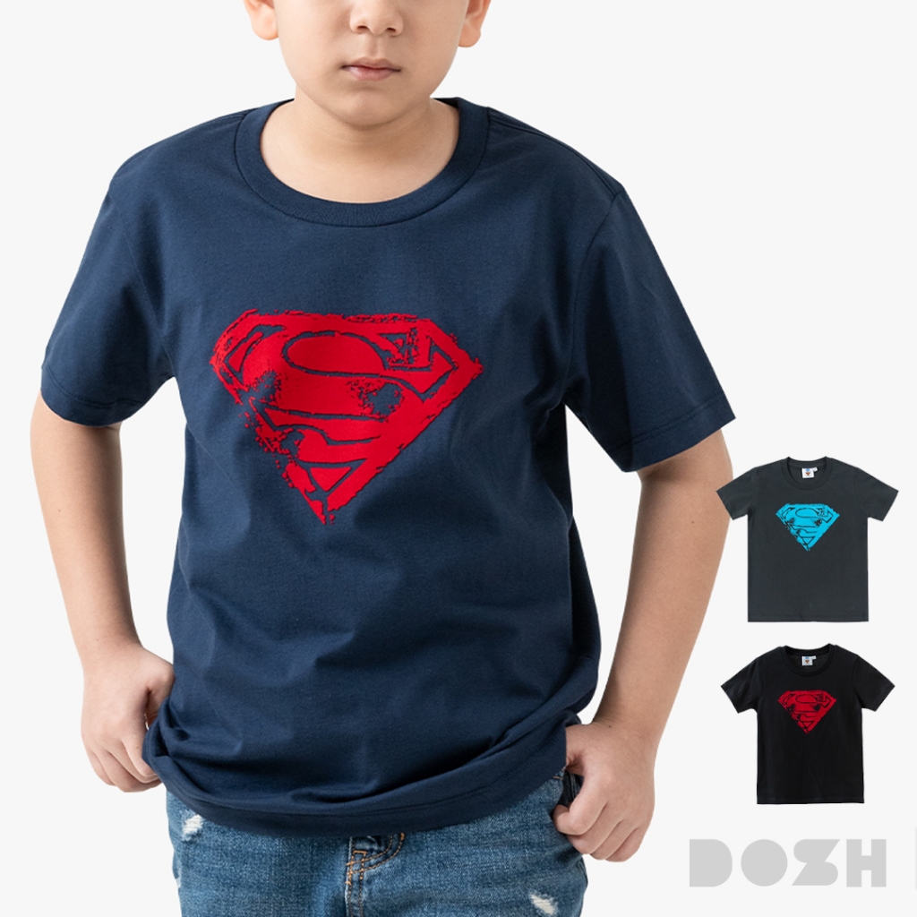 DOSH BOY'S T-SHIRTS SUPERMAN เสื้อยืดคอกลมเด็กชาย 3 สี (กรม-ดำ-เทาเข้ม) PWSBT5006 (4-12)