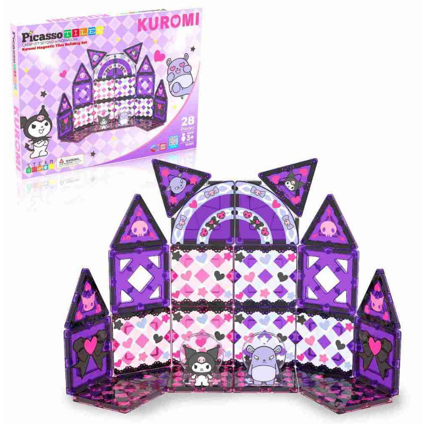 Picasso Tiles 28 Pc Kuromi Magnetic Tiles Building Set