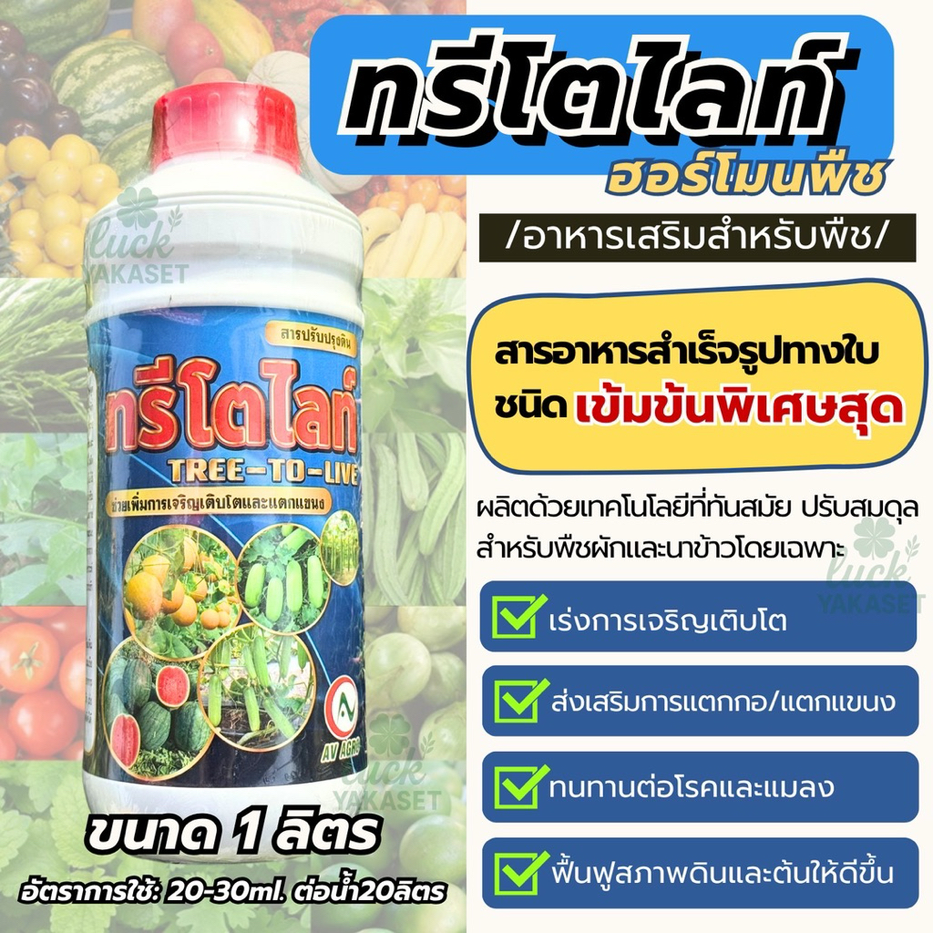 ทรีโตไลท์  AV AGRO 1 ลิตร ฮอร์โมนพืชสูตรเข้มข้น เร่งโต แตกแขนง บำรุงต้น ราคา ถูกที่สุด ดีลบีเคเค