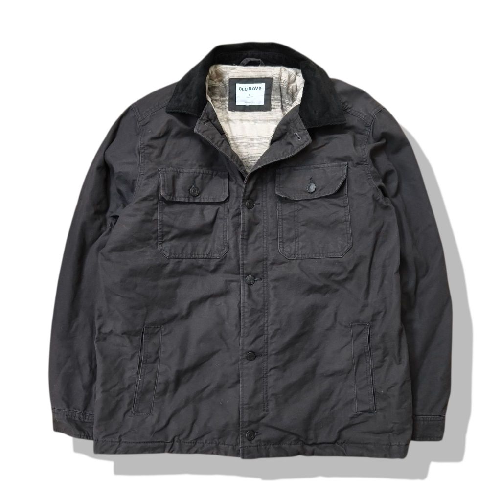 Old Navy Dark Grey Chore Barn Coat Workwear Jacket มือสอง รอบอก 46”