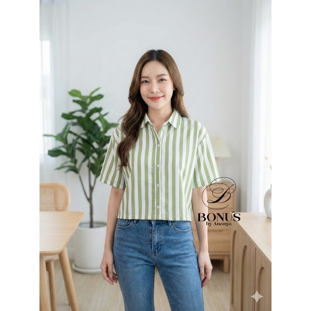 เสื้อเชิ๊ตชายตรงผ่าข้างคอตตอนญี่ปุ่น 100% สำหรับ สาวพลัสไซร์อก 50 ราคา ถูกที่สุด ดีลบีเคเค แกลเลอรีภาพที่ 5