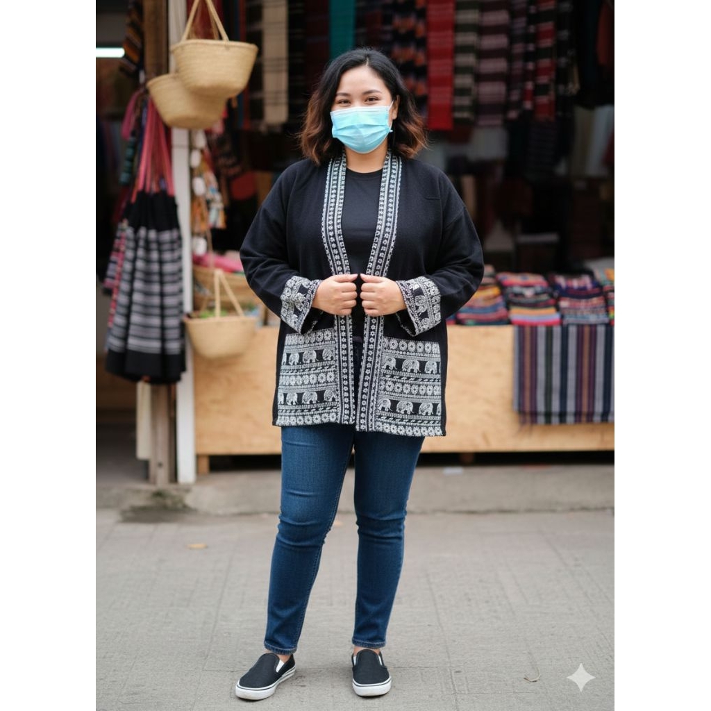 เดรสผ้าพื้นเมืองไซส์ใหญ่อก56