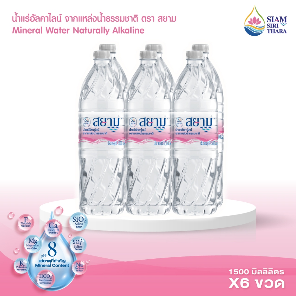 (รอสินค้า5-8 วัน)น้ำแร่อัลคาไลน์ตราสยาม ขนาด1500ml