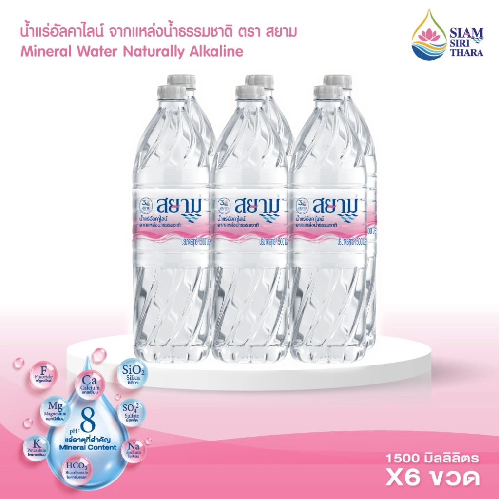 (รอสินค้า5-8 วัน)น้ำแร่อัลคาไลน์ตราสยาม ขนาด1500ml