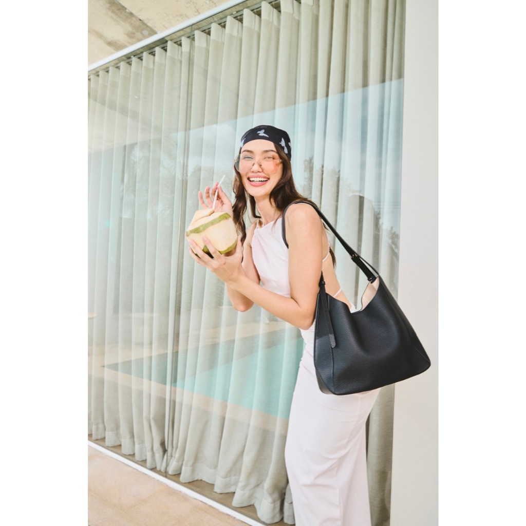 Muse Aria - Luna - Double Strap Leather Tote Bag - Taupe Genuine Leather กระเป๋าหนังวัวแท้