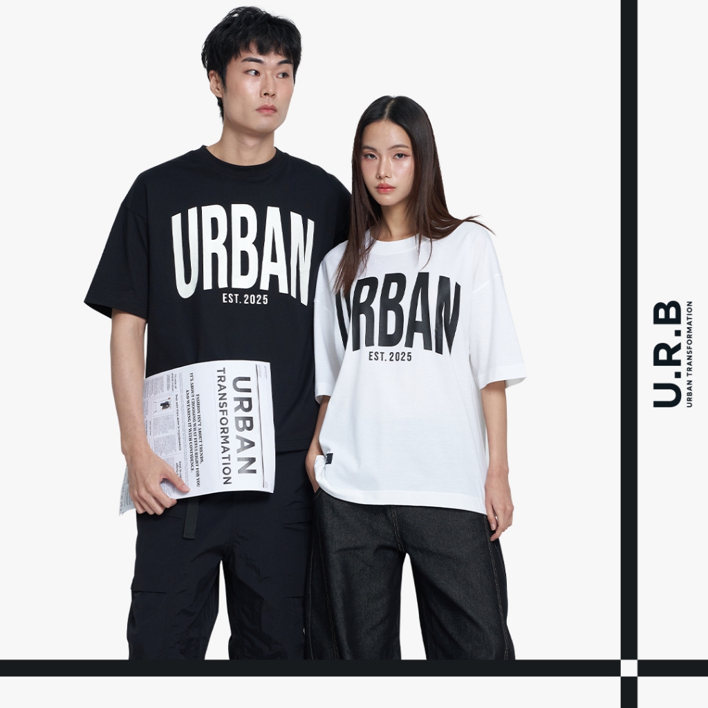 URBAN : UNISEX OVERSIZE GRAPHIC เสื้อยืดโอเวอร์ไซส์ รุ่น 1UTMT5093 มี 2 สี (แบล็ค,ไวท์)